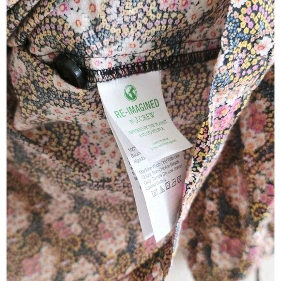 J.Crew Collection Ratti Floral Top Sz Small Button Down Tie Sleeve Cotton Blouse - Picture 4 of 9